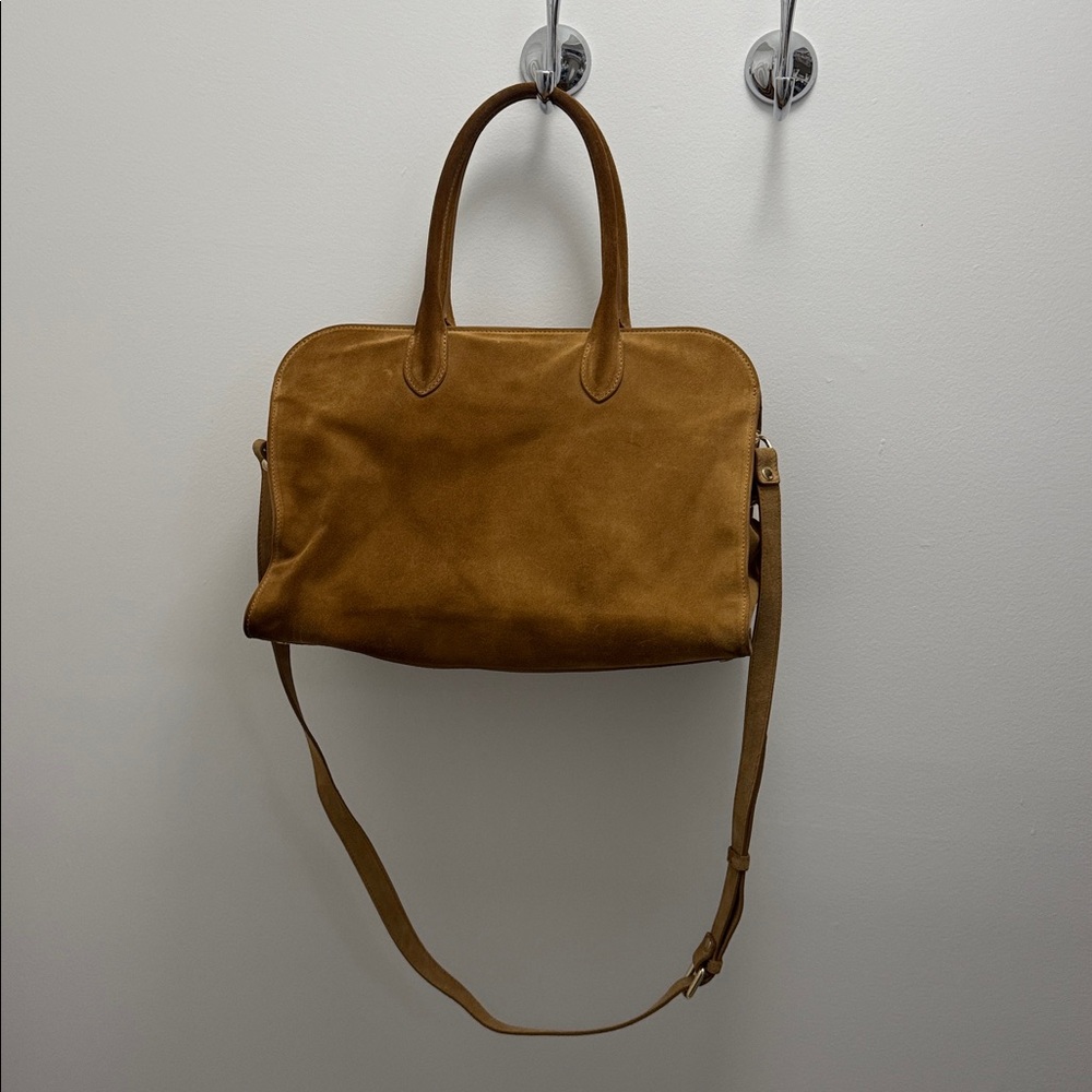 VClaudia Firenze Caramel Suede Leather Tote Satchel Bag